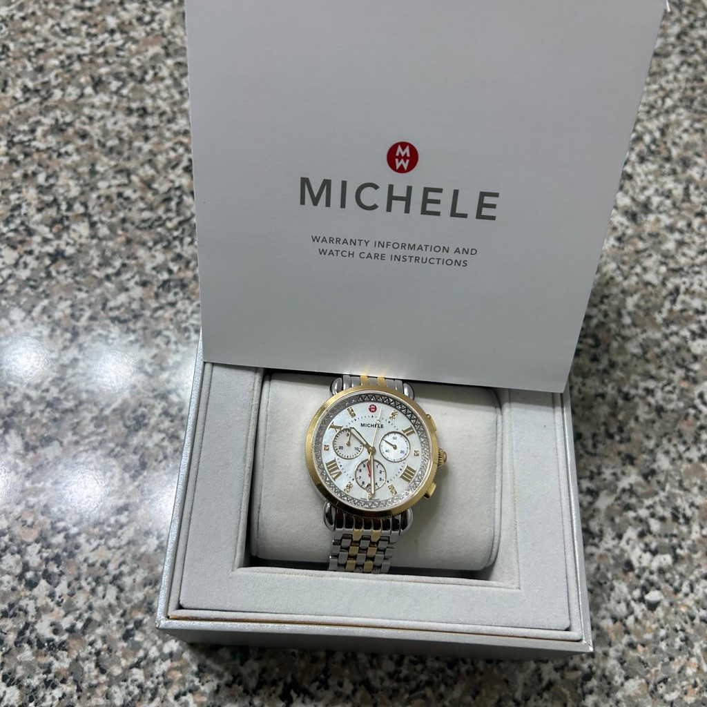 Michele Gold And Silver Diamond Accent Watch